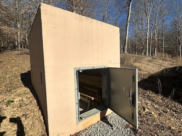 view of entry to storm shelter