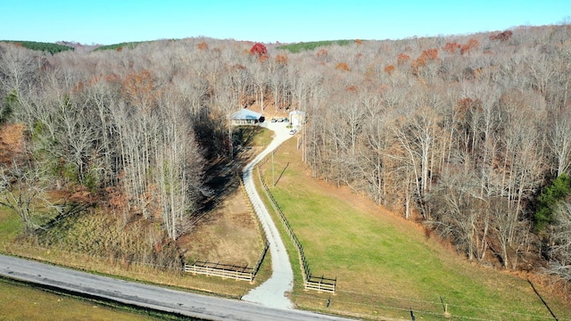 drone / aerial view featuring a rural view