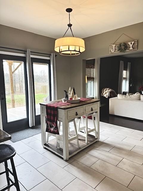 view of tiled dining space