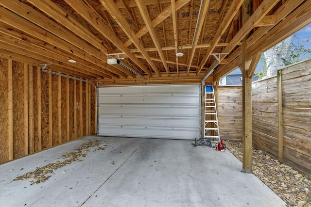 garage with a garage door opener