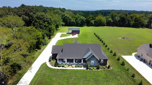 drone / aerial view with a rural view