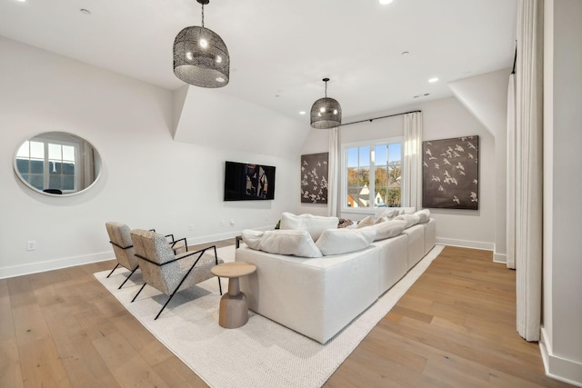 living room featuring light hardwood / wood-style floors