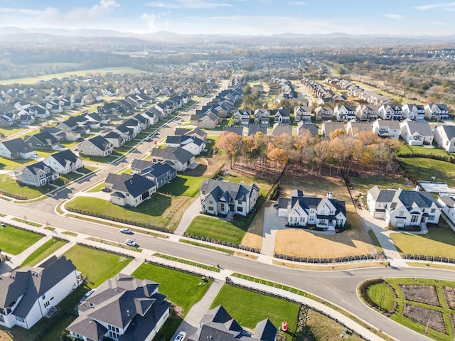 bird's eye view with a mountain view