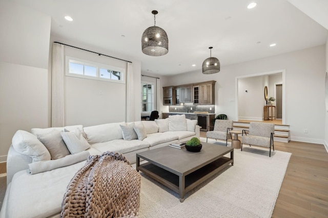 living room featuring light hardwood / wood-style floors