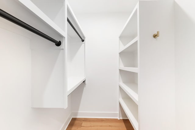 spacious closet featuring light hardwood / wood-style floors