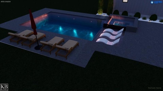 view of swimming pool with an outdoor fire pit