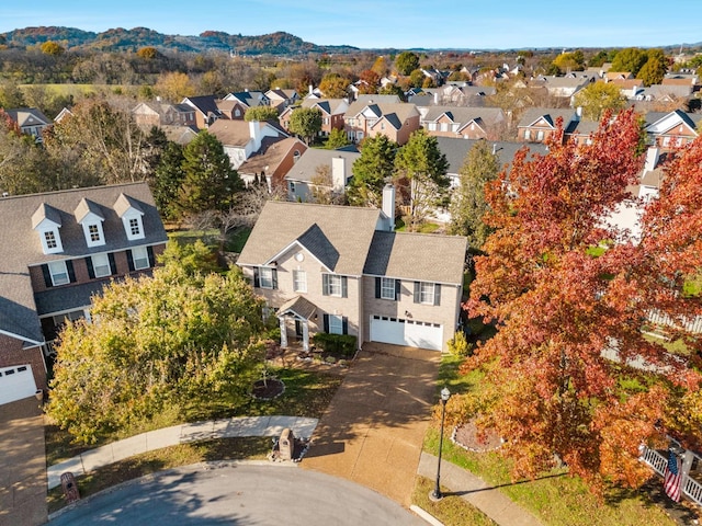 aerial view with a mountain view