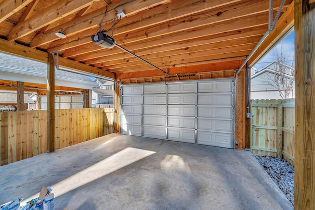 garage with a garage door opener