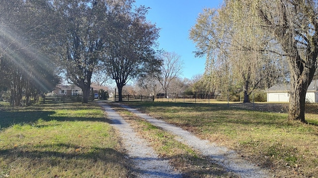 view of road featuring a rural view