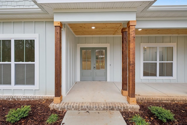 entrance to property featuring french doors