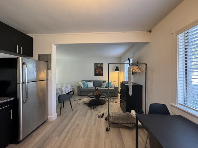 interior space with light hardwood / wood-style flooring