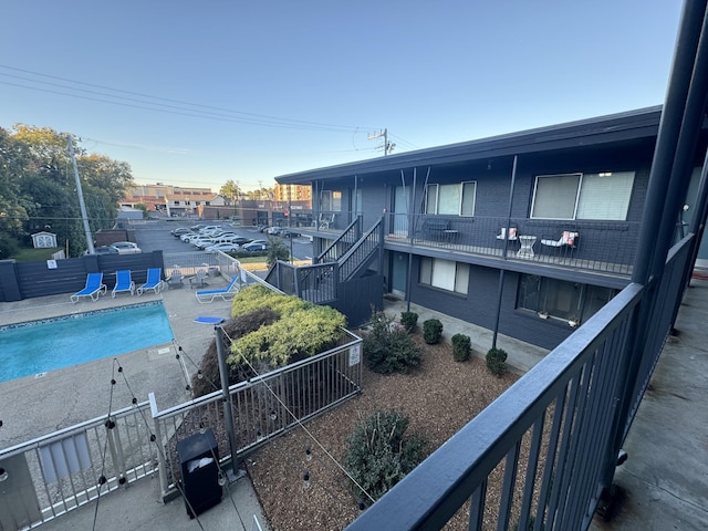 balcony with a patio area