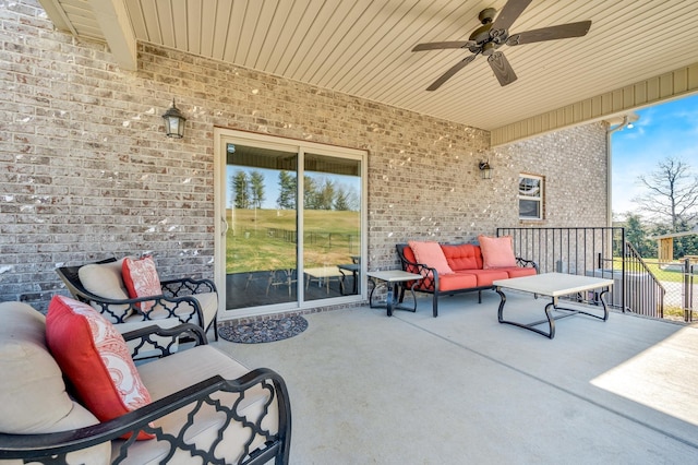 view of patio / terrace with outdoor lounge area and ceiling fan