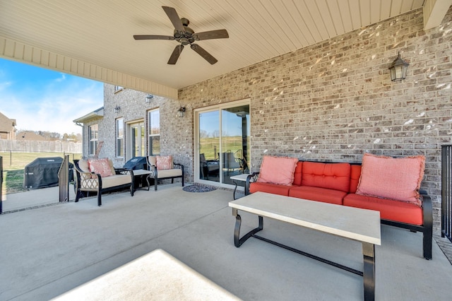 view of patio featuring grilling area and an outdoor living space