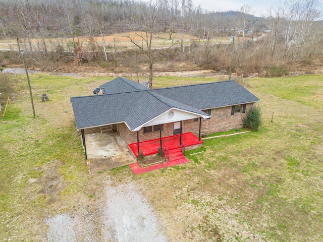 aerial view featuring a rural view