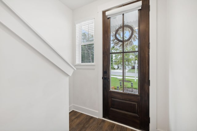 foyer featuring dark hardwood / wood-style floors