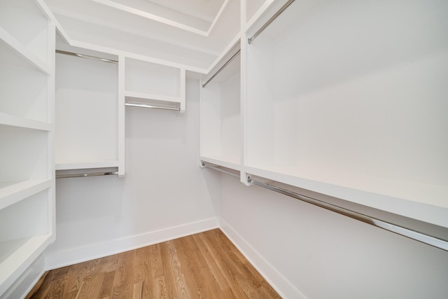 walk in closet featuring light hardwood / wood-style flooring