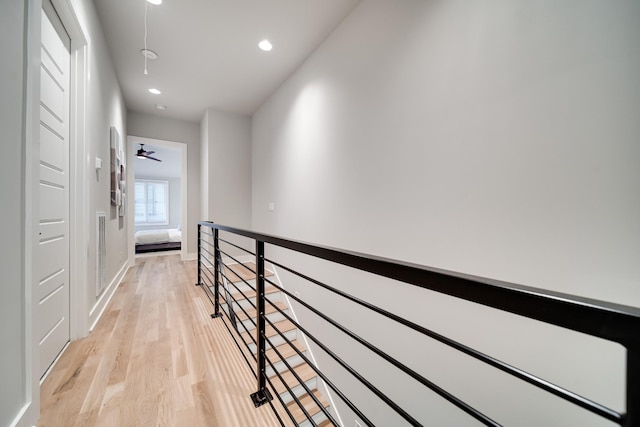 hall with light wood-type flooring