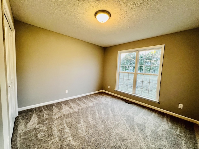 spare room with carpet and a textured ceiling