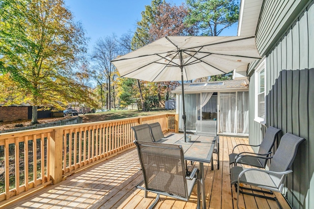 deck featuring a sunroom