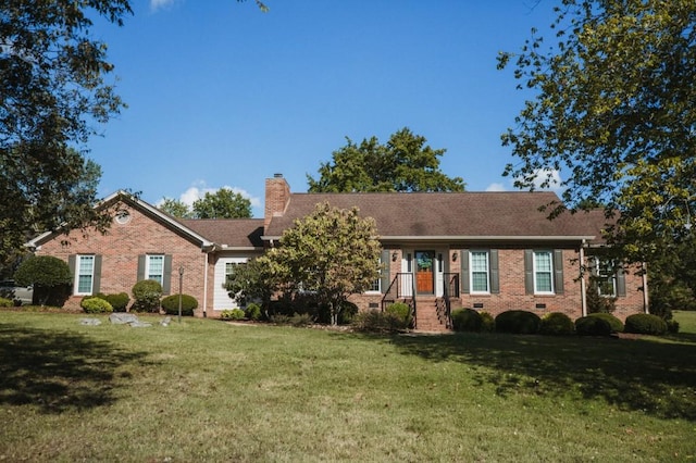 ranch-style house with a front lawn