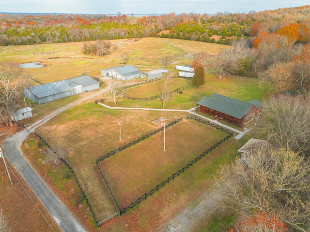 bird's eye view featuring a rural view