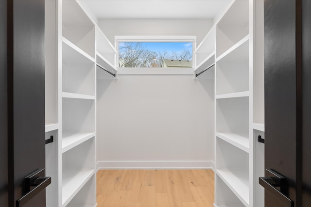 walk in closet featuring light wood-style flooring