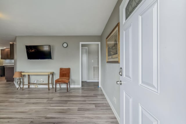 entrance foyer with light wood-type flooring