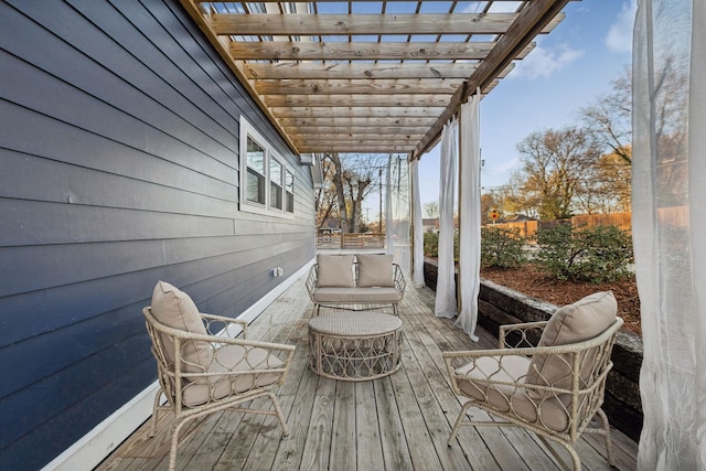 wooden terrace featuring a pergola