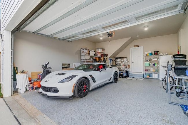 garage with a garage door opener