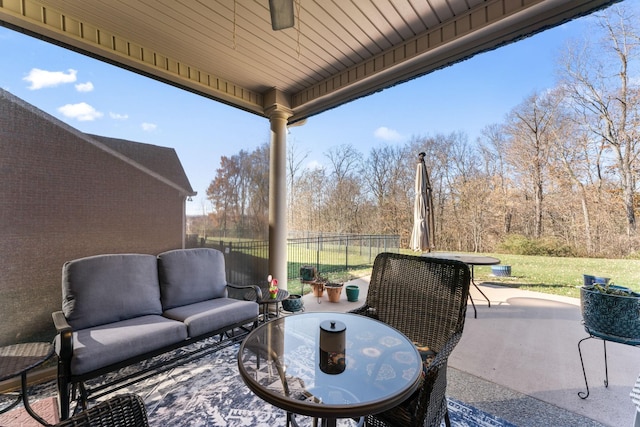 view of patio with an outdoor living space