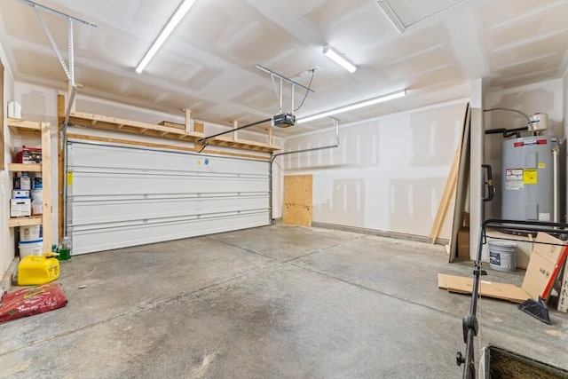 garage featuring water heater