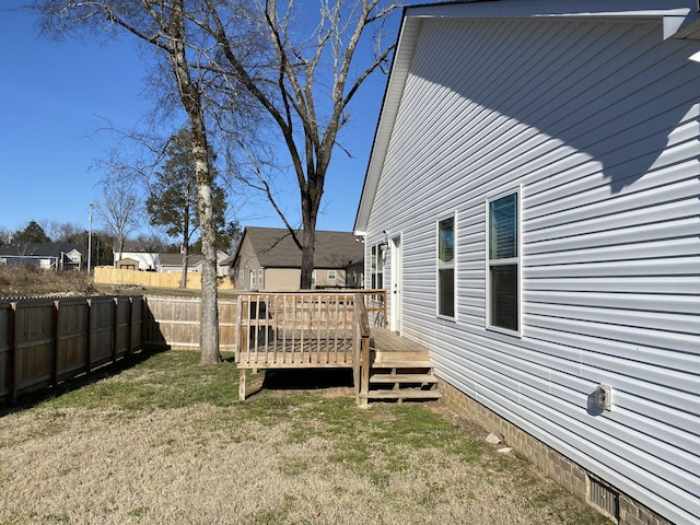 view of yard with a deck