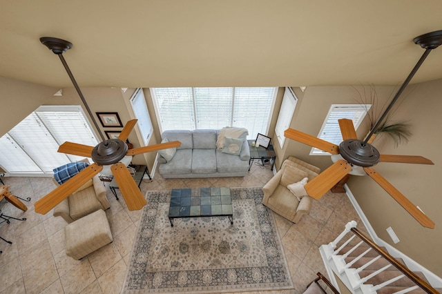 view of tiled living room