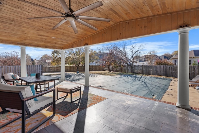 view of patio / terrace featuring ceiling fan