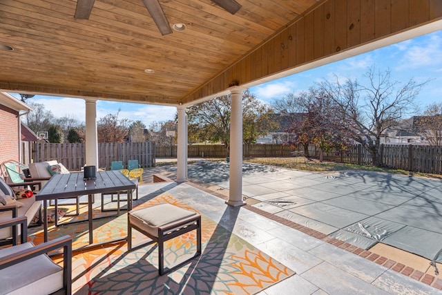 view of patio with ceiling fan