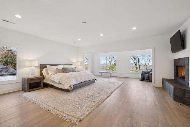 bedroom with light wood-type flooring