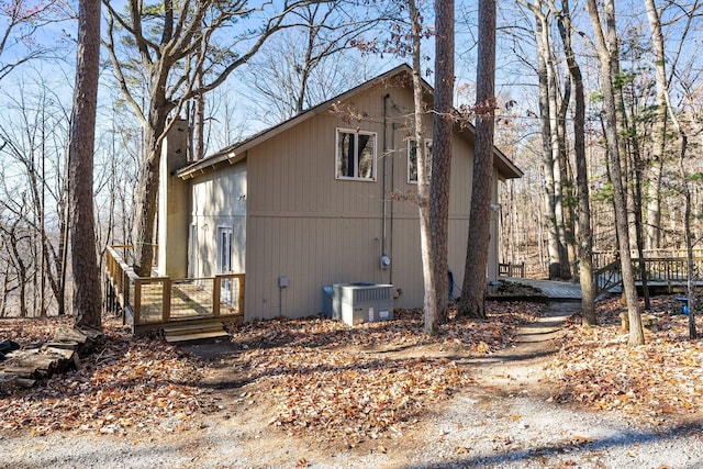 view of property exterior featuring central AC unit