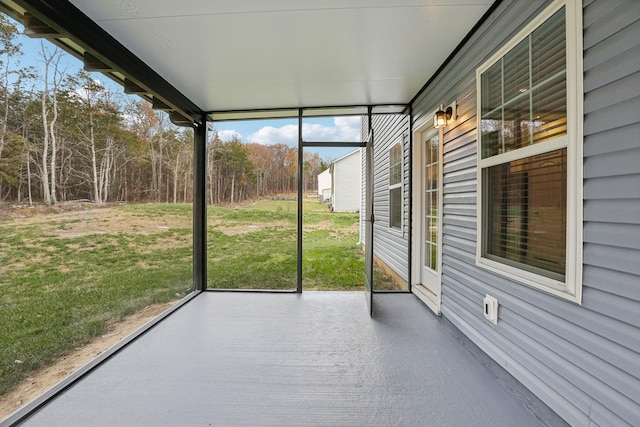 view of unfurnished sunroom