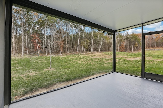 view of unfurnished sunroom