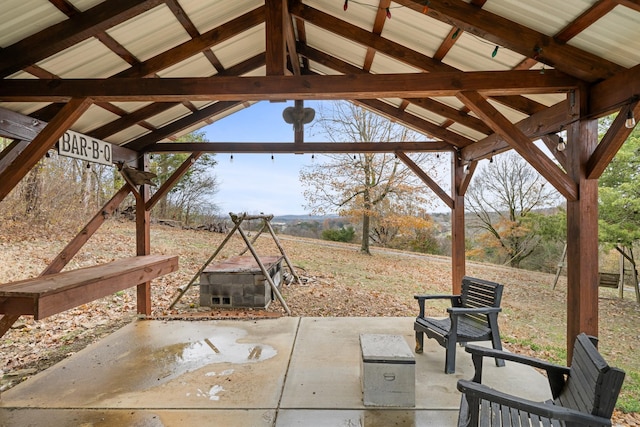 view of patio featuring a gazebo