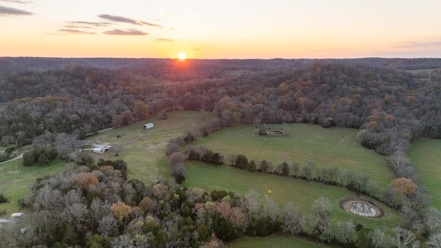 view of aerial view at dusk