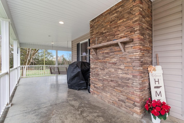 view of patio with a porch and grilling area