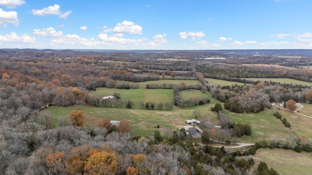 birds eye view of property with a rural view