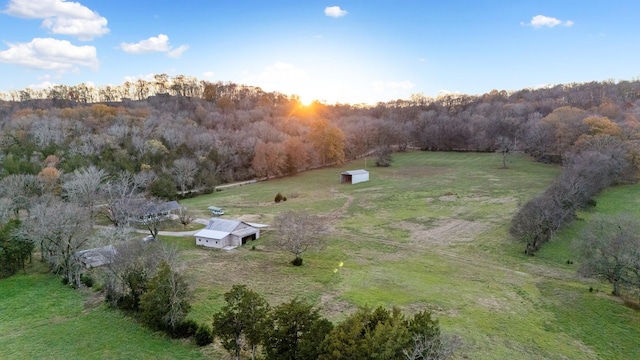 drone / aerial view with a rural view