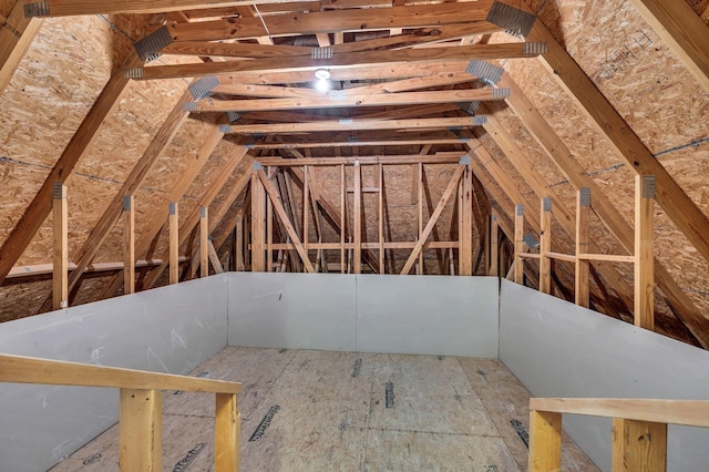 view of unfinished attic