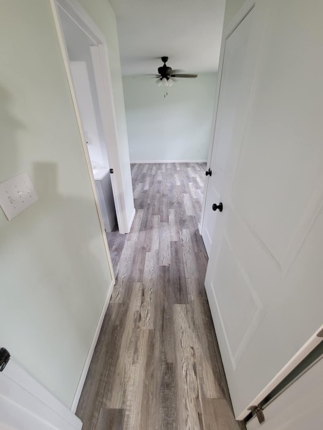 hall with dark hardwood / wood-style flooring