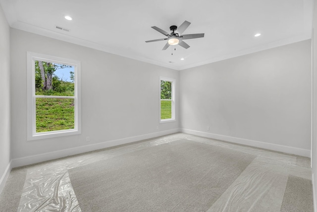 521 Matthew Miller Dr, Smyrna, TN 37167 - unfurnished room with plenty of natural light, crown molding, ceiling fan, and recessed lighting