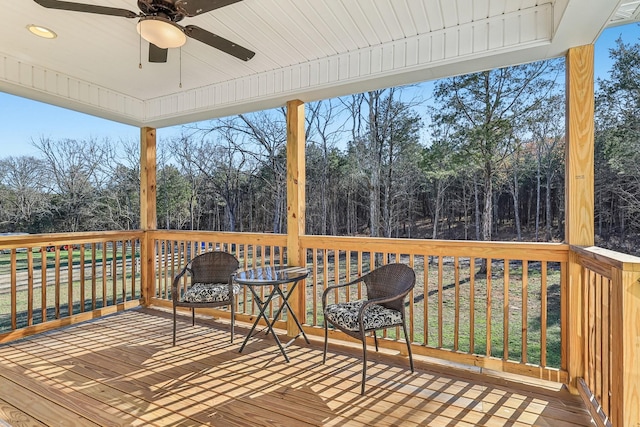 deck featuring ceiling fan