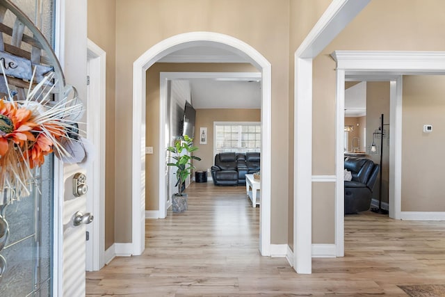 foyer with light hardwood / wood-style flooring